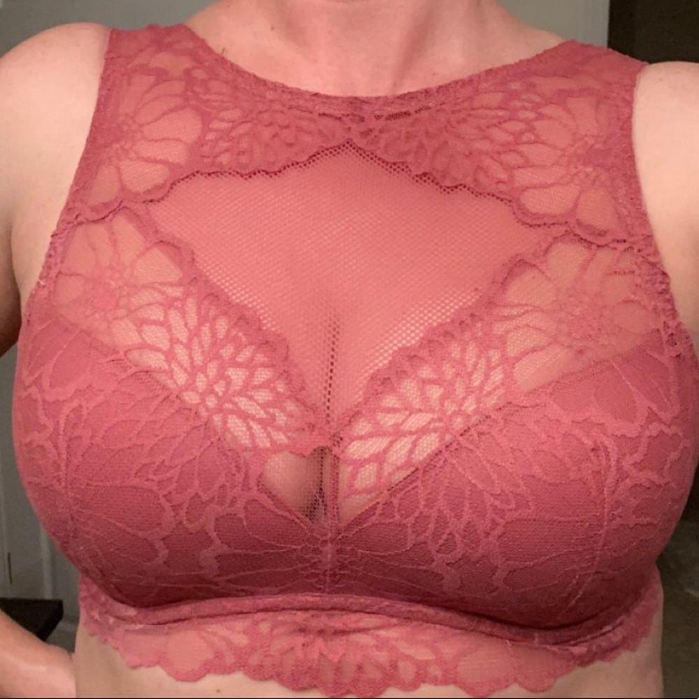 Mauve Lace Very Sexy High Neck VS Bra Large Bralette NWT 34B 34C 36B 36C